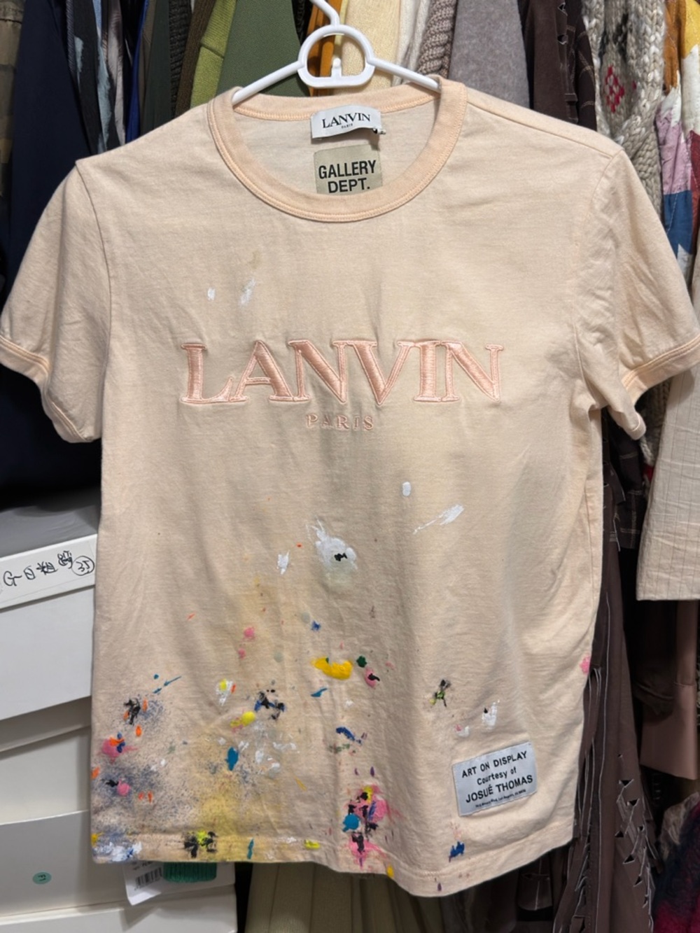 Lanvin Cream Graphic 'Property of Gallery Dept.' Tee with Black Stencil